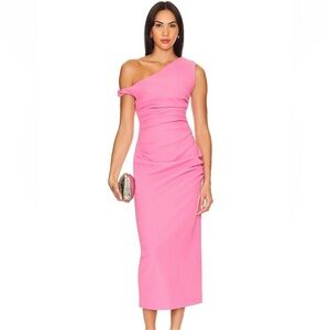 One-Shoulder Pink Midi Dress